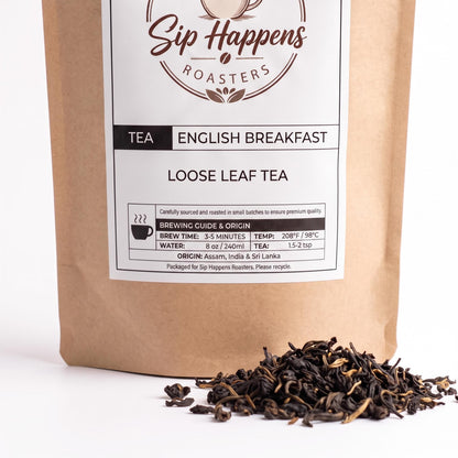 English Breakfast tea pouch showing Brew guide 