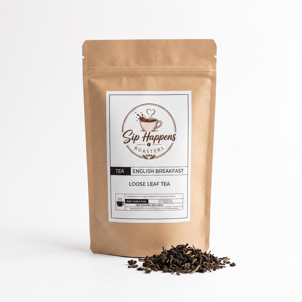 Sip Happens English Breakfast loose leaf black tea 3 oz artisan craft pouch
