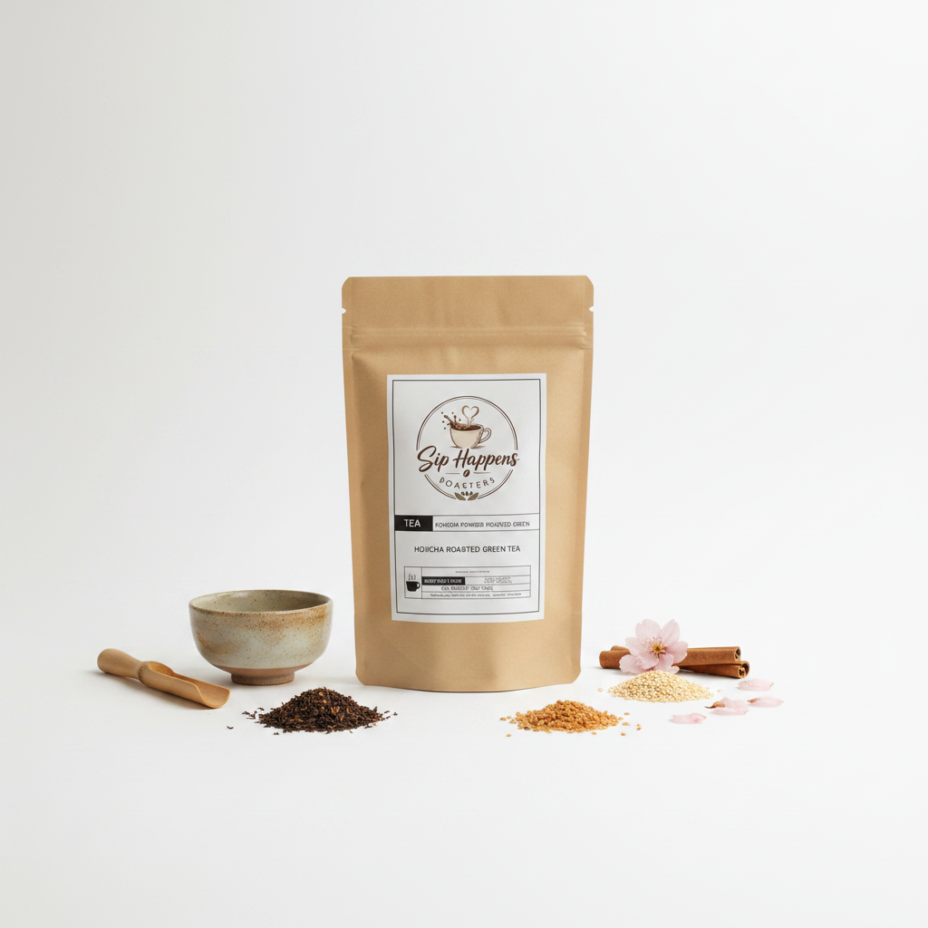 Sip Happens Hojicha roasted Japanese green tea loose leaf 3 oz pouch
