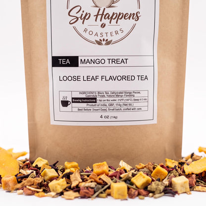 Dried golden mango chunks candied pineapple pieces and sunny herbal blossoms