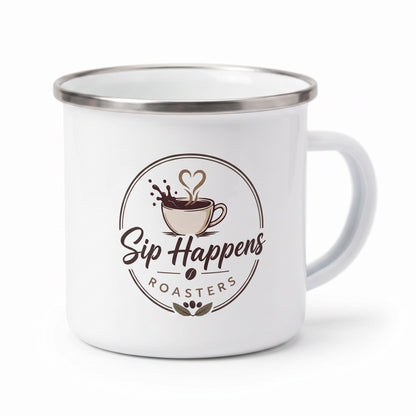 White Enamel Camper Mug (12 oz Campfire Cup)