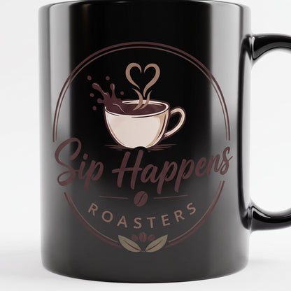 Black Glossy Ceramic Coffee Mug (11 oz)