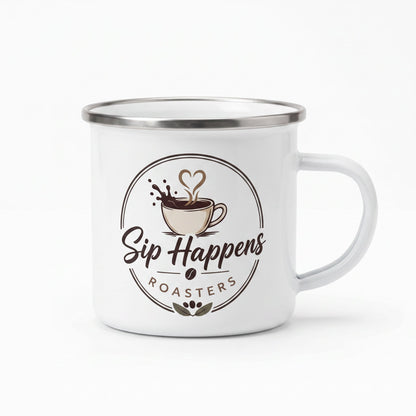 White Enamel Camper Mug (12 oz Campfire Cup)